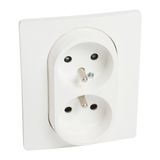 2x2P+E French std socket outlet Niloé -with shut. -compact - screw term. -white