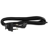 EURO-powercord 3,0m, black3,0m H03VVH2-F 2x0,75, black1st side: angled Euro plug 230V~/2,5A2nd side: angled C7 socket (DIN60320)In polybag with labelIP20