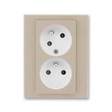 5513H-C02357 18 Double socket outlet with earthing pins, shuttered, with turned upper cavity ; 5513H-C02357 18