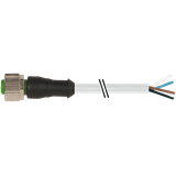 M12 female 0° A-cod. with cable PUR 4x0.34 gy UL/CSA+drag ch. 55m