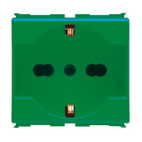 ITALIAN/GERMAN STANDARD SOCKET-OUTLET 250 V ac - FOR DEDICATED LINES - 2P+E 16A DUAL AMPERAGE - P40 - 2 MODULES - GREEN - PLAYBUS