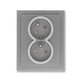 5513M-C02357 73 Double socket outlet with earthing pins, shuttered, with turned upper cavity