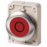 Pushbutton, RMQ-Titan, flat, momentary, red, inscribed, Front ring stainless steel