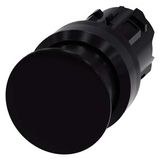 Mushroom pushbutton, 22 mm, round, plastic, black, 30 mm, momentary contact type, with laser labeling, lower case