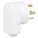 20A male power plug - cable exit from below - 4 pins - white