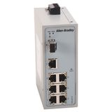 Stratix 2000 Unmanaged switch, 7 copper 10/100 ports, 1 Multimode 100 meg fiber port