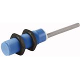 Proximity switch, capacitive, Sn=15mm, 1 N/C, 2L, 20-250VAC, M18, insulated material, line 2m