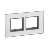 Synergy™ Sleek - 2 gang front plate for two Arteor 2 modules mechanisms Brushed Stainless steel