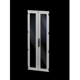 Sheet steel glazed door, vertically divided for VX IT, 800x2000 mm, RAL 7035