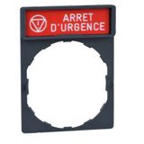 legend holder 30 x 40 mm with legend 8 x 27 mm with marking ARRET D'URGENCE