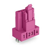 Socket for PCBs straight 4-pole pink