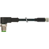 M12 male 90° / M8 female 0° A-cod. PUR 3x0.25 bk UL/CSA+drag ch. 1.7m