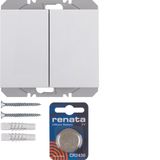KNX radio wall-transmitter 2gang flat quicklink, K.1, p. white glossy