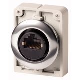 Bulkhead interface, RJ45 socket, 8/8, cat. 5e, Metal bezel