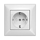 Socket outlet, safety shutter, complete, screw clamps, white