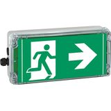 Ex-escape sign luminaires EXIT V-CG-S for emergency light function for zone 1/21, Pictogram: DIN ISO 7010, Arrow: 3 Clock