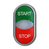 Double push-button, illuminated, red/green, `STOP/STARTï