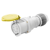 STRAIGHT CONNECTOR HP - IP44/IP54 - 2P+E 63A 100-130V 50/60HZ - YELLOW - 4H - MANTLE TERMINAL