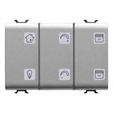 PUSH-BUTTON PANEL WITH INTERCHANGEABLE SYMBOLS - WITH ROLLER SHUTTERS ACTUATOR - KNX -  6+1 CHANNELS - 3 MODULES - TITANIUM - CHORUS