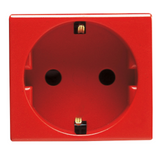 GERMAN STANDARD SOCKET-OUTLET 250V ac - FOR DEDICATED LINES - 2P+E 16A - 2 MODULES - RED - SYSTEM