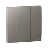 Mallia Senses - Wired light switch 3 gang without neutral - Dark Silver