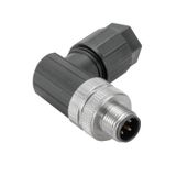 Round plug (field customisable), pin, 90&deg;, PUSH IN, M12, 0.14 mm²,