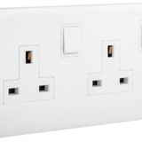 Eloe 2 gang BS 13A double pole switched socket