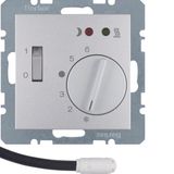 Thermostat, NO contact,Cen. plate,f. heat.,rocker switch,ext.temp.sen.
