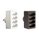Euro-adapters, 4 way socket outlet white with children protection with label