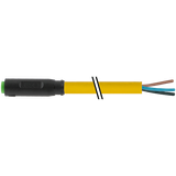 M8 female 0° A-cod. snap-in with cable PUR 4x0.25 ye +drag ch. 5m