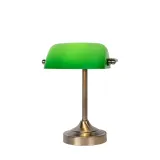 Banker Lamp E14 L22cm H30cm Glass Green/ Bronze