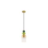 Sandy Gold Metal  Glossy Light Green, Dark Green   & Orange Glass  LED E14 1x5 Watt 230 Volt  IP20 Bulb Excluded  D: 10.8 H1: 30 H2: 184 cm Adjustable height