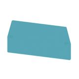 End and partition plate for terminals, 68.5 mm x 1.5 mm, blue