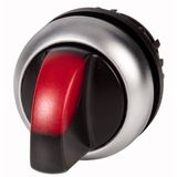 Illuminated selector switch actuator, RMQ-Titan, With thumb-grip, maintained, 2 positions (V position), red, Bezel: titanium