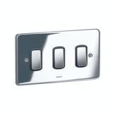 Synergy Grid Authentic 2 Gang 3 Module Front Plate Polished Stainless Steel