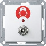 Call button with system socket for pear button comfort with light function, polar white glossy, System M