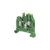 D4/6,P,ADO,EX, GROUND, SCREW CLAMP TERMINAL BLOCK, 12 AWG, 4MM, GREEN, YELLOW