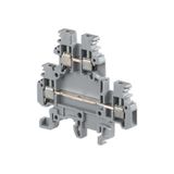 MODULAR TERMINAL BLOCKS, FEED-THROUGH, SCREW CLAMP TERMINAL BLOCK, GRAY, PRODUCT SPACING .196 IN [5 MM], 2 POSITION, SCREW TERMINAL