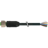 M12 female 0° A-cod. with cable PUR 12x0.14 bk UL/CSA+drag 6.0m