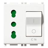 2P+E 16A P17/11 outlet +C16 CB white