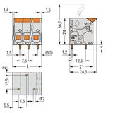 PCB terminal block lever 6 mm² gray