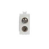 Double demixed TV/SAT coaxial socket, direct, male IEC connector ø 9.5 mm and female F connector End socket White - Chiara