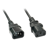 2m C14 to C13 Mains Extension Cable, black IEC C14 Connector to IEC C13 Connector