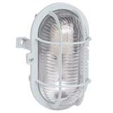 Bulkhead light - IP 44 - IK 06 - oval 60 W -E27 -plastic grid screw fixing -grey