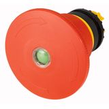 Emergency stop/emergency switching off pushbutton, RMQ-Titan, Palm-tree shape, 45 mm, Non-illuminated, Turn-to-release function, Red, yellow, RAL 3000