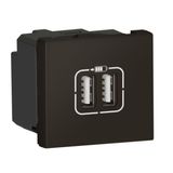 Prise double USB Type-A Mosaic 3A 15W 2 modules - noir mat