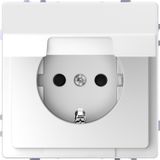 SCHUKO socket with hinged lid, BRS, plug-in terminals, lotus white, system design