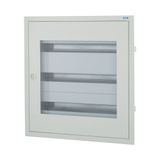 Complete flush-mounted flat distribution board with window, white, 24 SU per row, 3 rows, type P