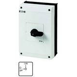 On-Off switch, T5B, 63 A, surface mounting, 4 contact unit(s), 7-pole, with black thumb grip and front plate