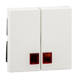 Rocker 2-gang w. red rectangular indicator window, polar white, glossy, System M